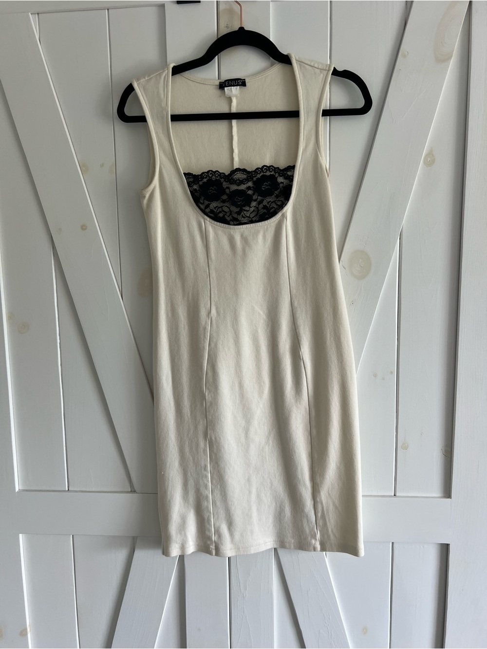 Venus Ivory Black Lace Fitted Dress Size 6